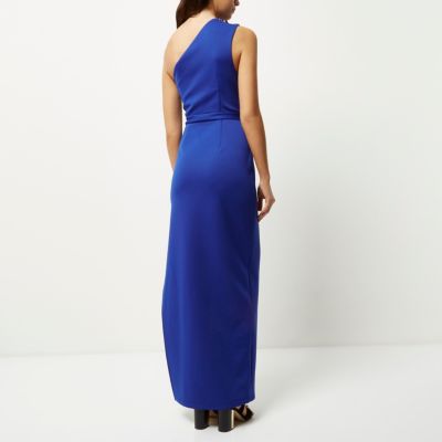 Blue one shoulder maxi dress
